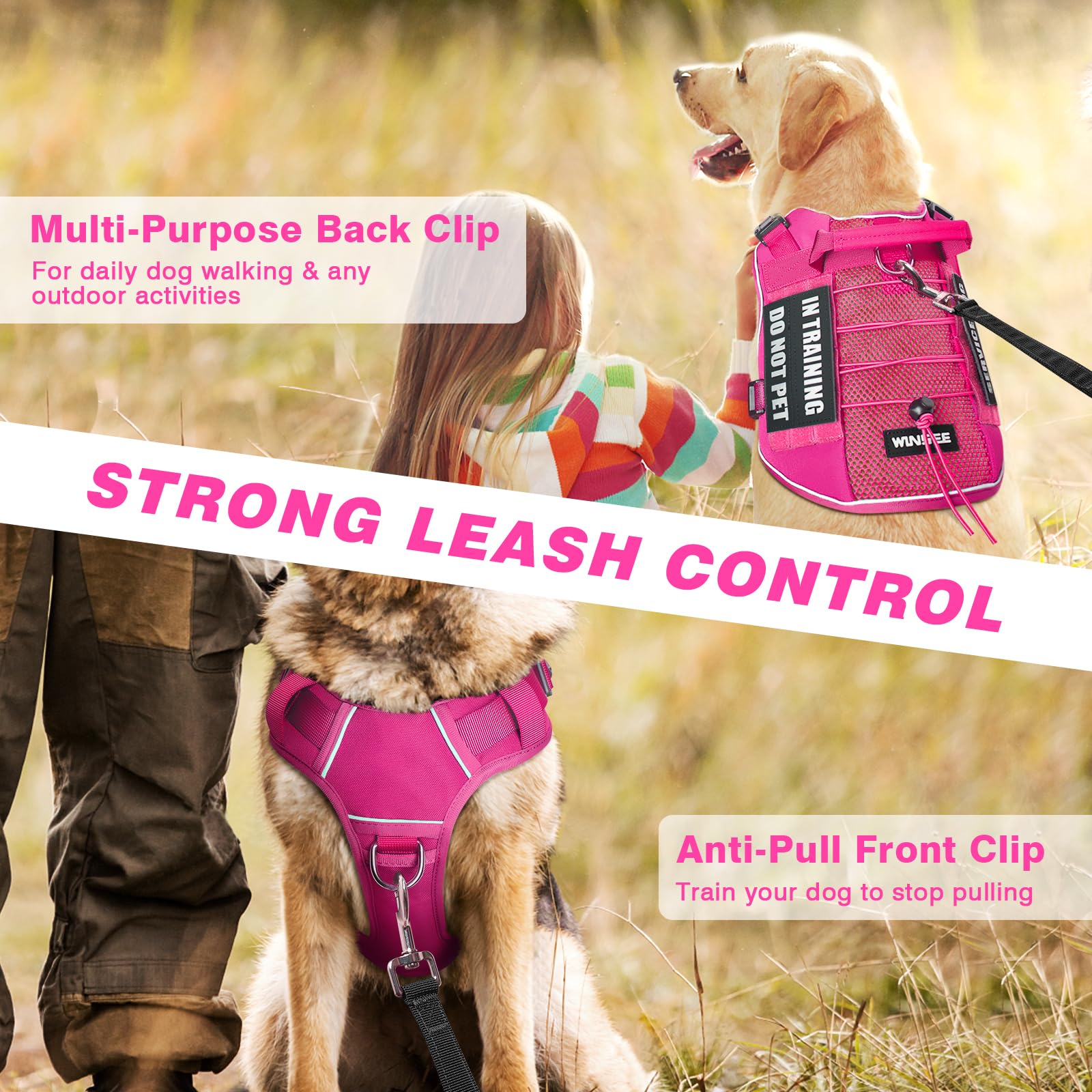 WINSEE large dog MOLLE vest enables side pouches and gear