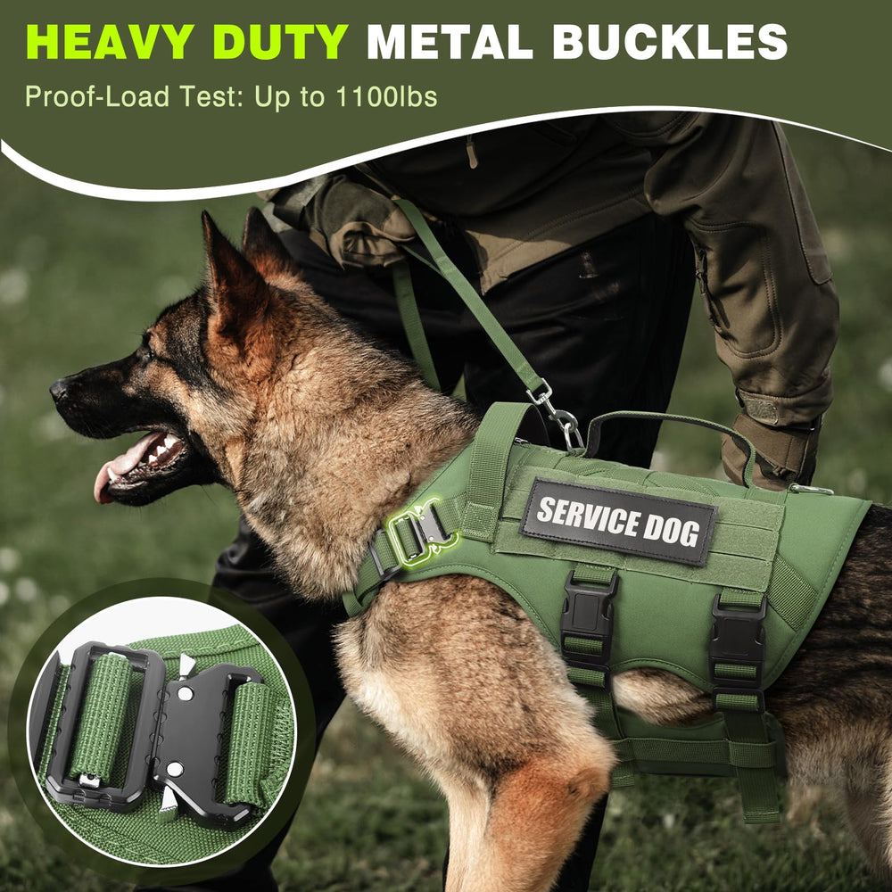 WINSEE large dog vest side view showing MOLLE compatibility for pouches and water