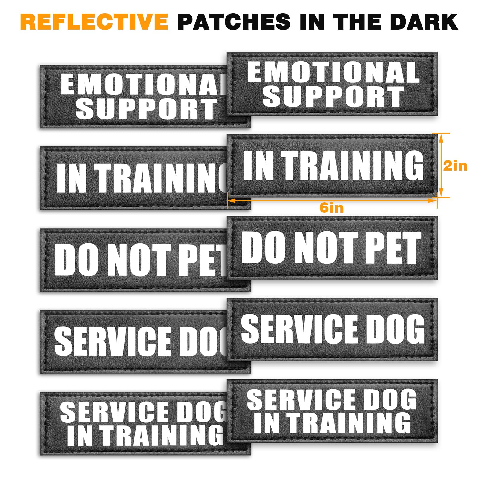 WINSEE service dog vest size chart view demonstrates large breed fit.