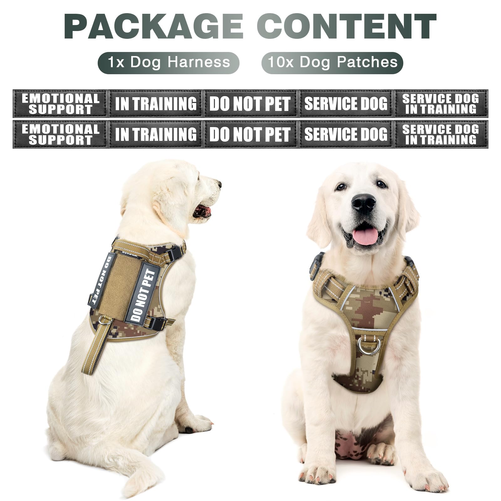 WINSEE tactical dog harness back view highlighting the back leash clip for relaxed walking.