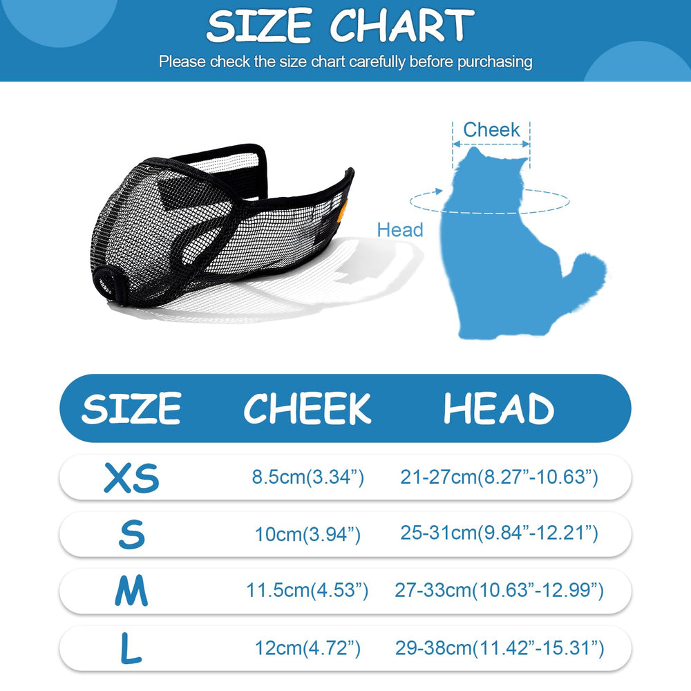 Wintchuk cat muzzle offered in four sizes to fit most cats