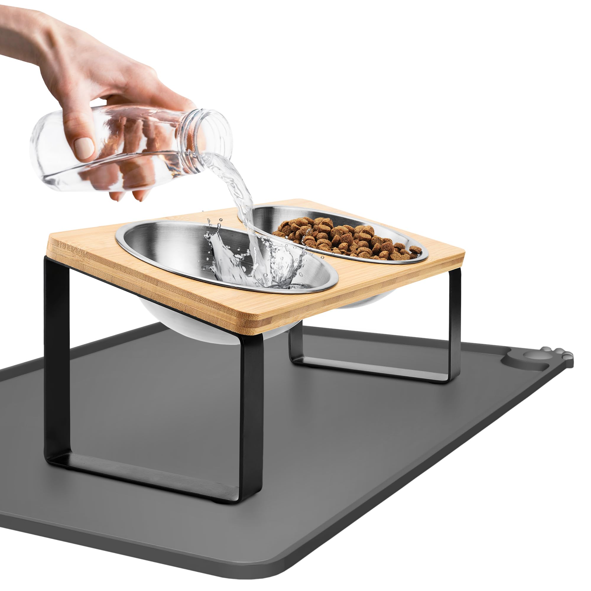 WinTruffles raised cat bowls tilted 17° for comfortable meals and reduced neck strain.