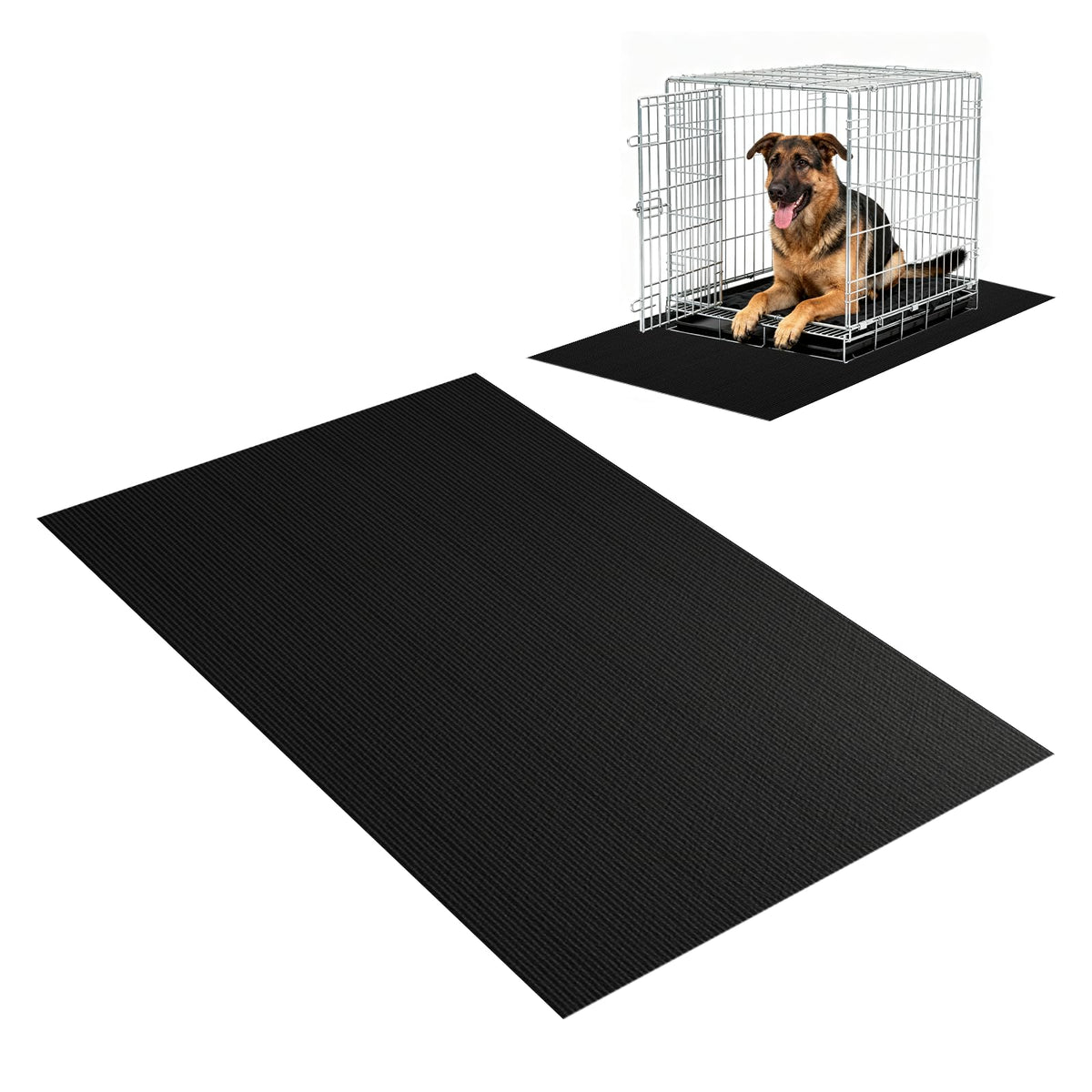 Wiojtry Dog Crate Mat under the crate keeps floors dry and protected.