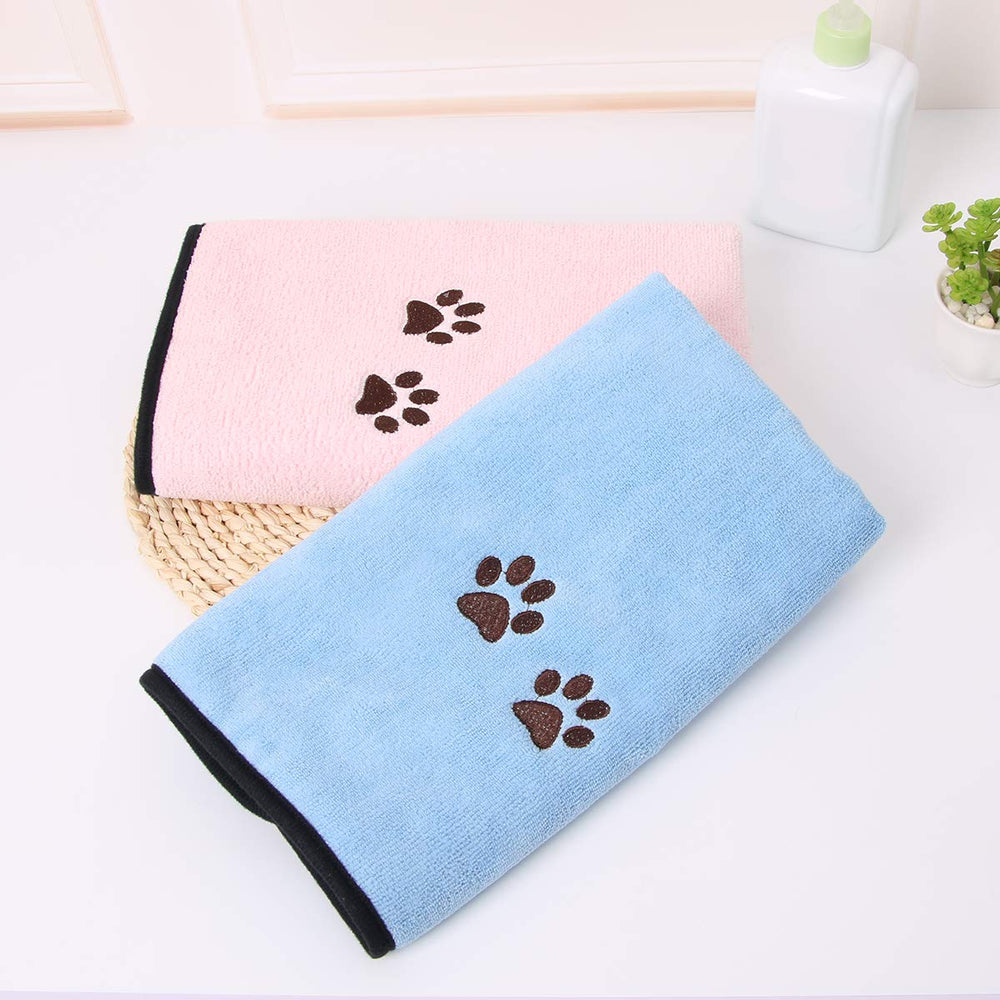 Ultra-absorbent, fast-drying towel helps reduce drying time after baths.
