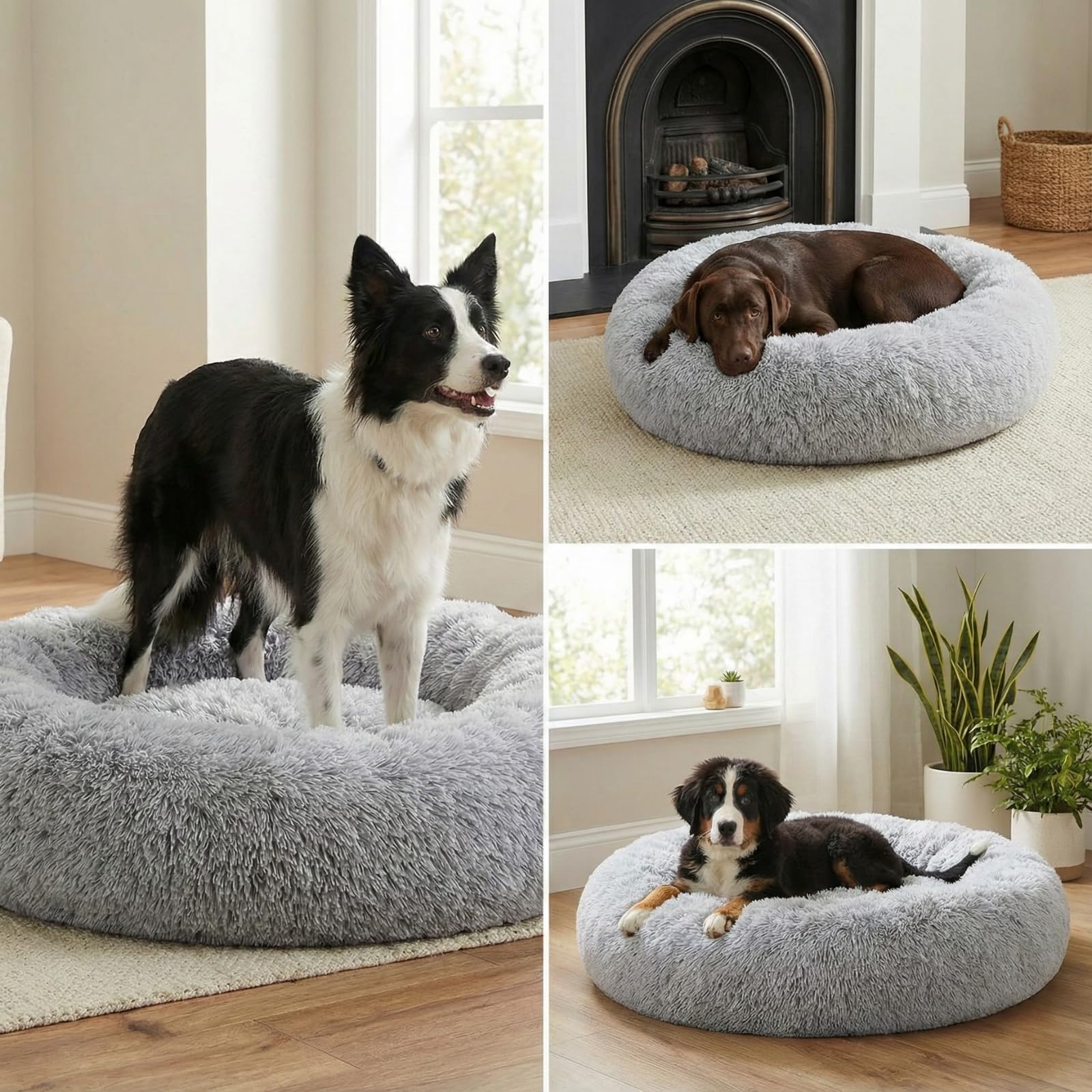 WisQoo calming bed with overstuffed-fill-pp-foam cushions restful comfort.