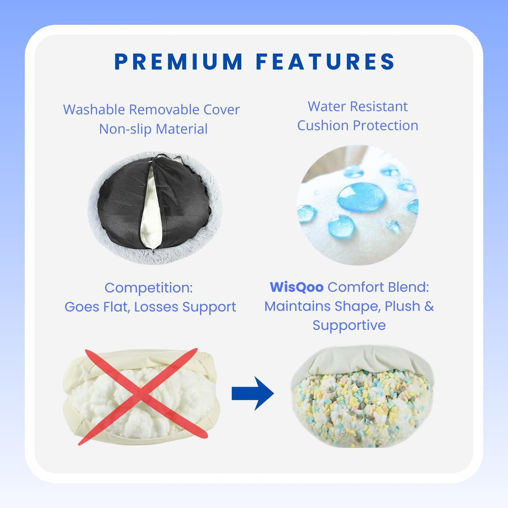 WisQoo calming bed removable-washable-cover makes cleaning simple.