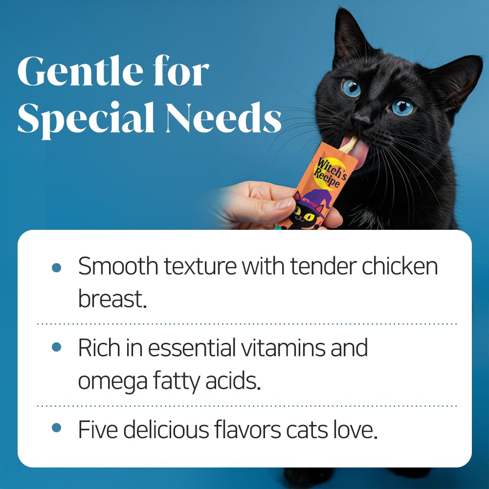 Witch's Recipe lickable treats chicken crab tube offers flavor variety