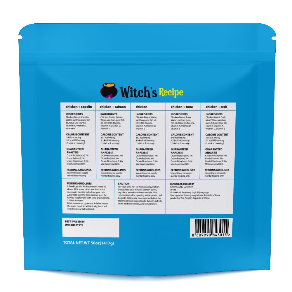 Witch's Recipe lickable treats chicken salmon tube adds variety to meals