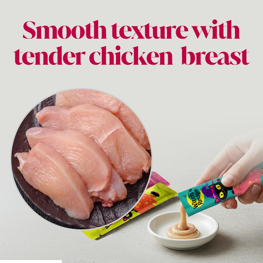 Witch's Recipe lickable treats topper on dry food for enhanced taste