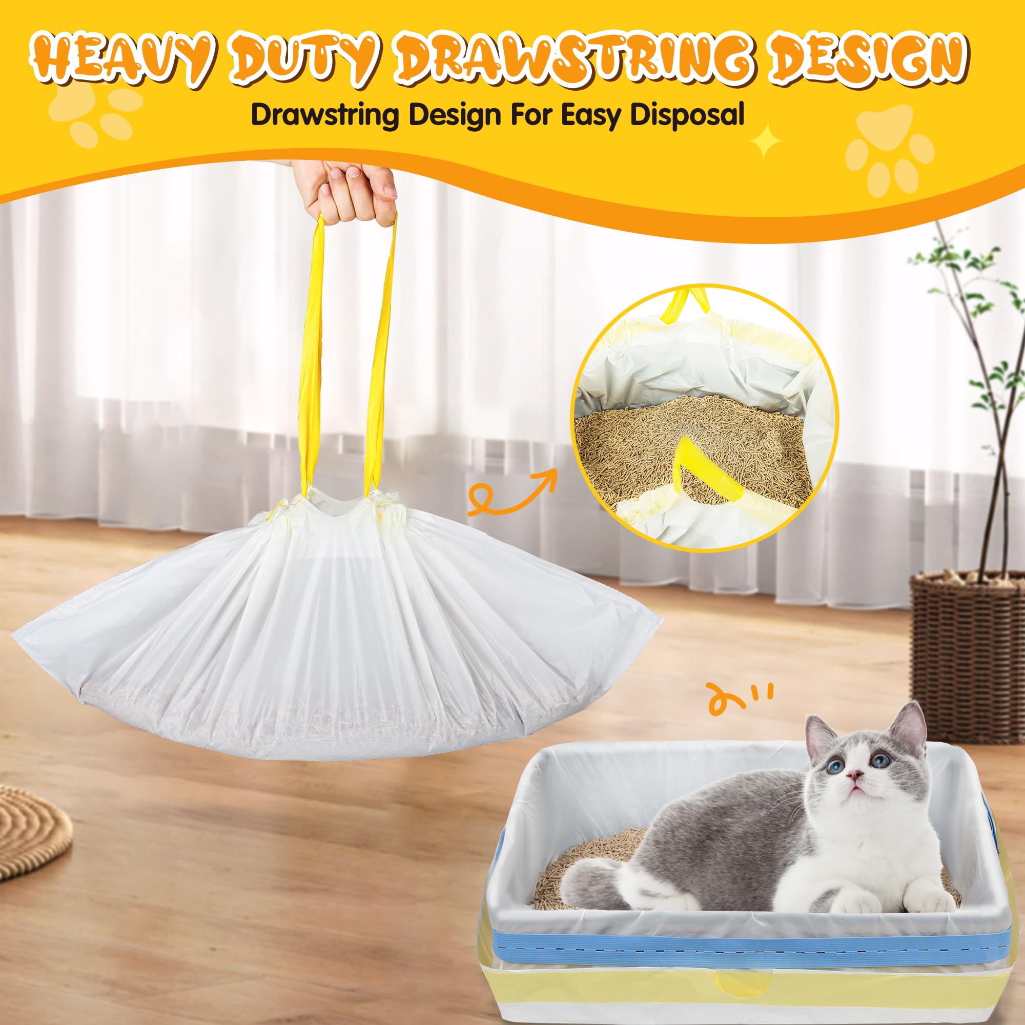 WJXWHSWX liners fit litter boxes up to 24 by 16 inches