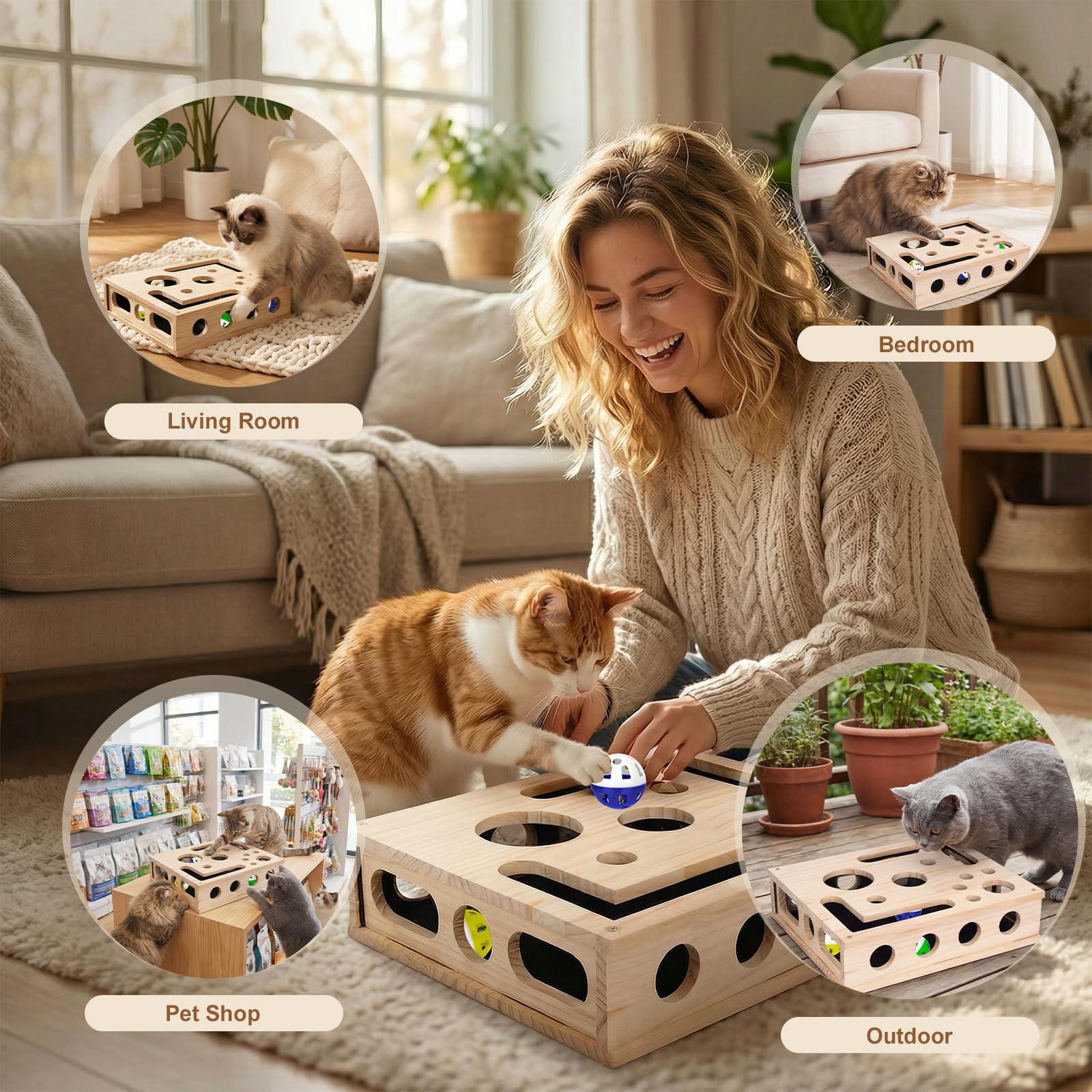Wmbzxh home-use scene with enrichment box in a living space