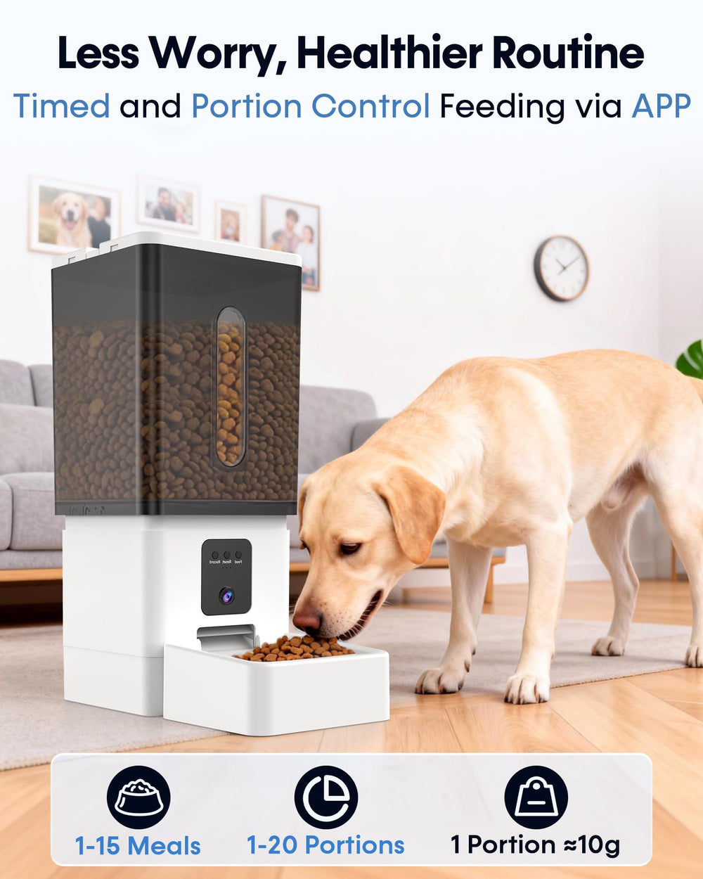 Wnfuo 12L capacity feeder showing ample meals between refills