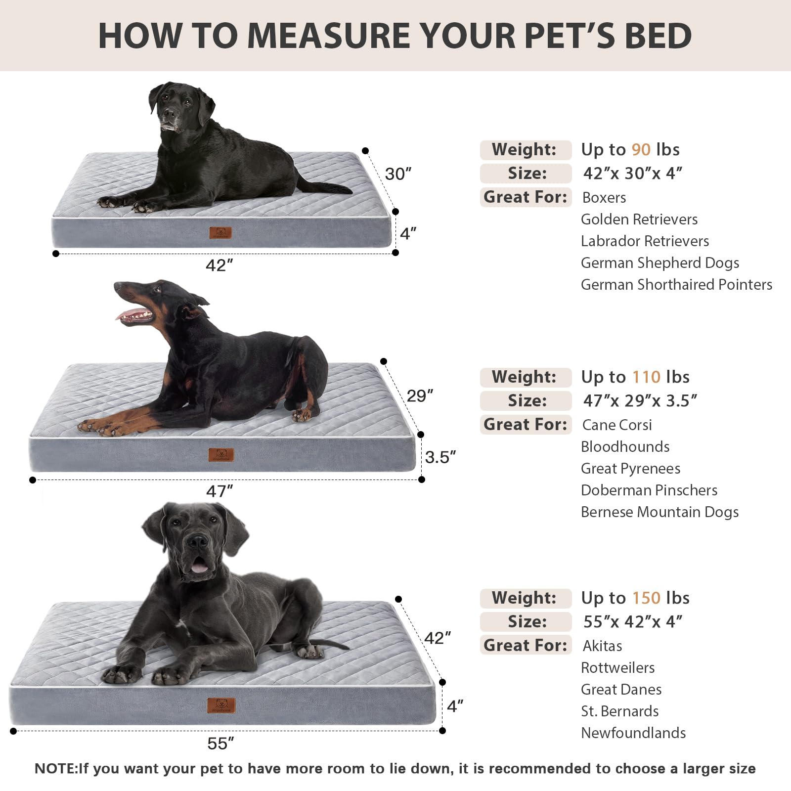 42x30x4 inch XL bed ideal for large breeds