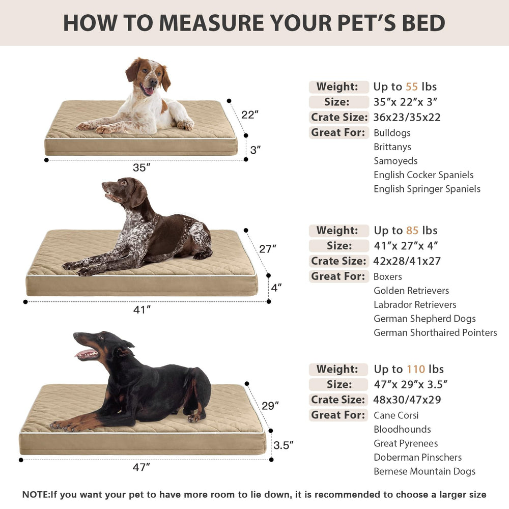 WNPETHOME 47x29 inch bed fits large dogs up to 110 pounds.