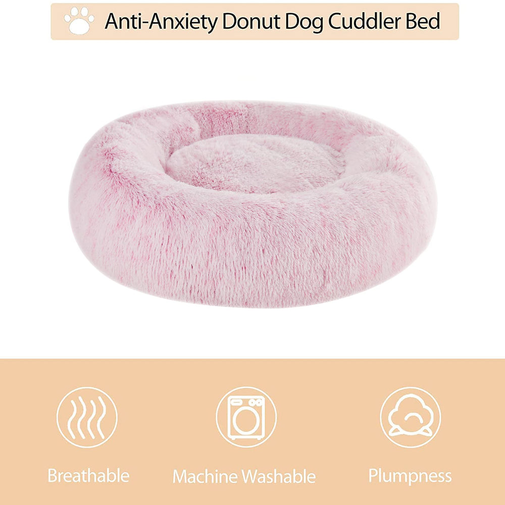 WNPETHOME calming donut bed faux fur closeup emphasizes soft texture for comfort