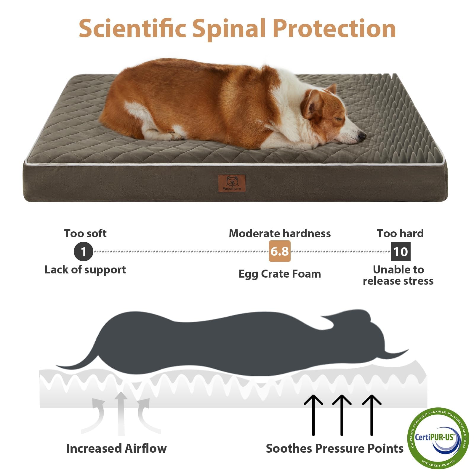 WNPETHOME dog bed crate with washable cover and zippers for easy cleaning.