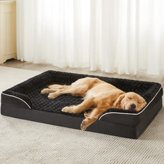 WNPETHOME large dog bed front view with C-shaped bolster for neck support