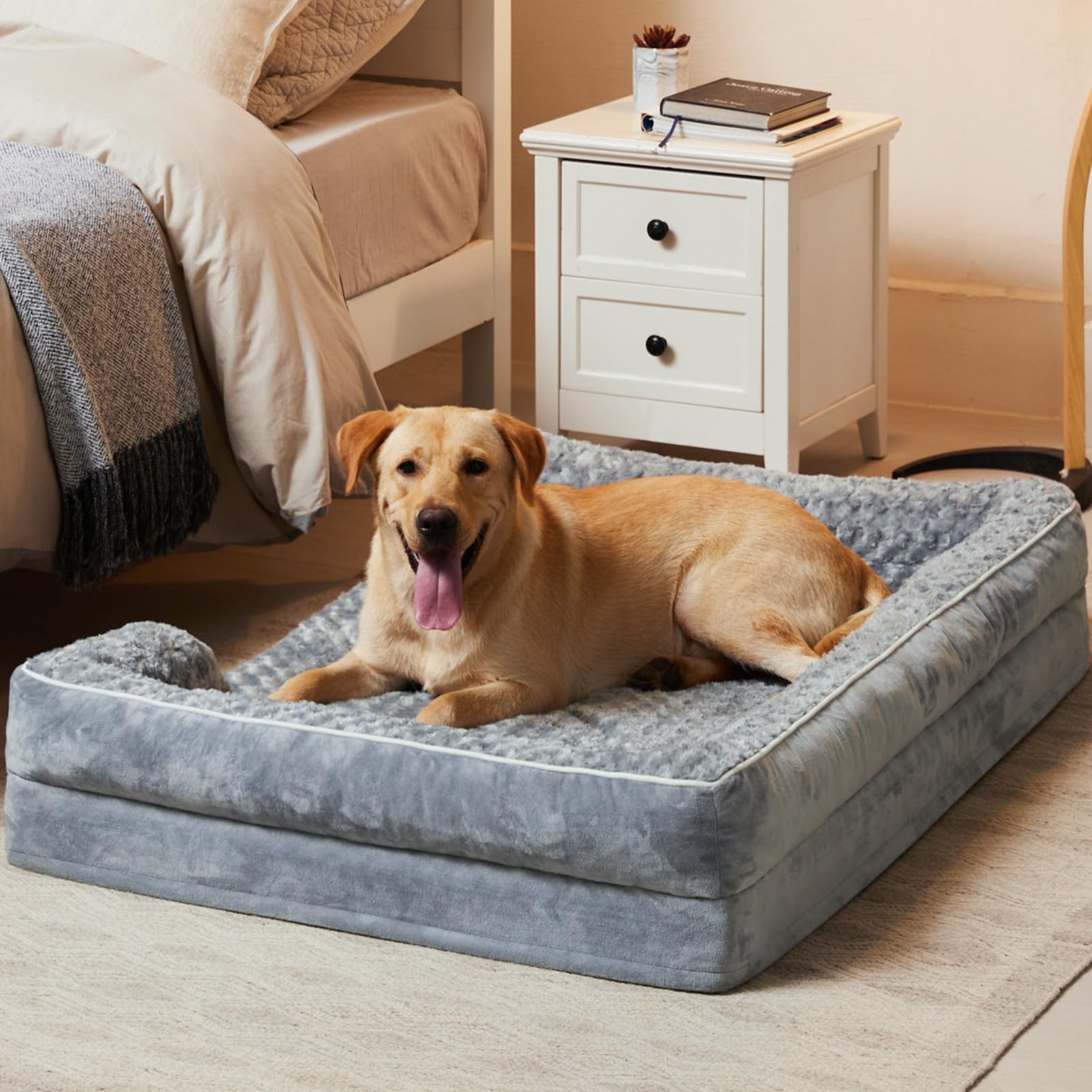 WNPETHOME non skid bottom keeps the bed stable on floors.