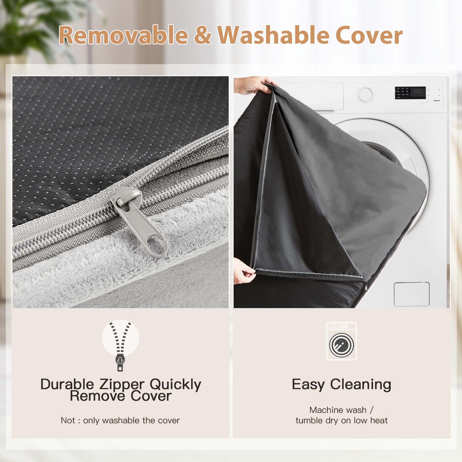 WNPETHOME waterproof layer and anti-slip bottom keep the bed mess-free and stable.