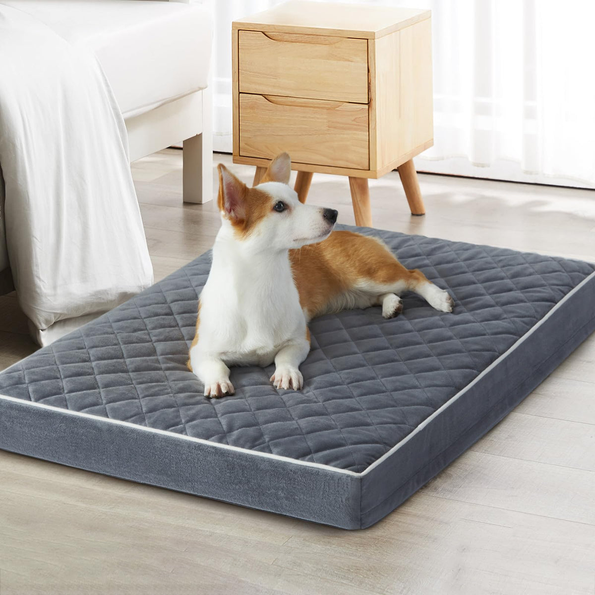 WNPETHOME orthopedic XL bed top view highlights extra lounging space for large dogs
