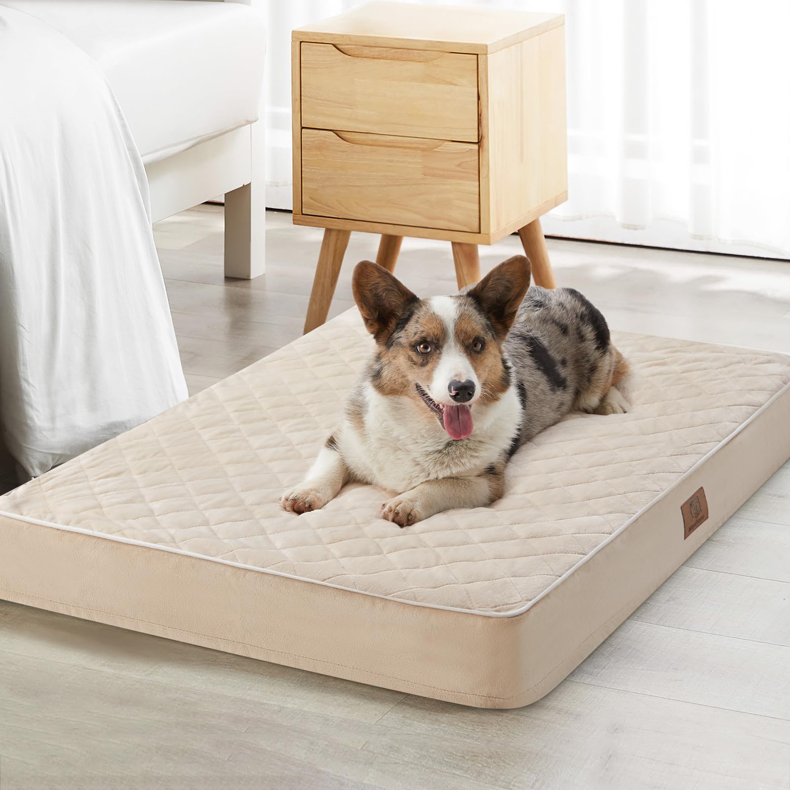WNPETHOME orthopedic XL dog bed front view with joint-supporting foam.