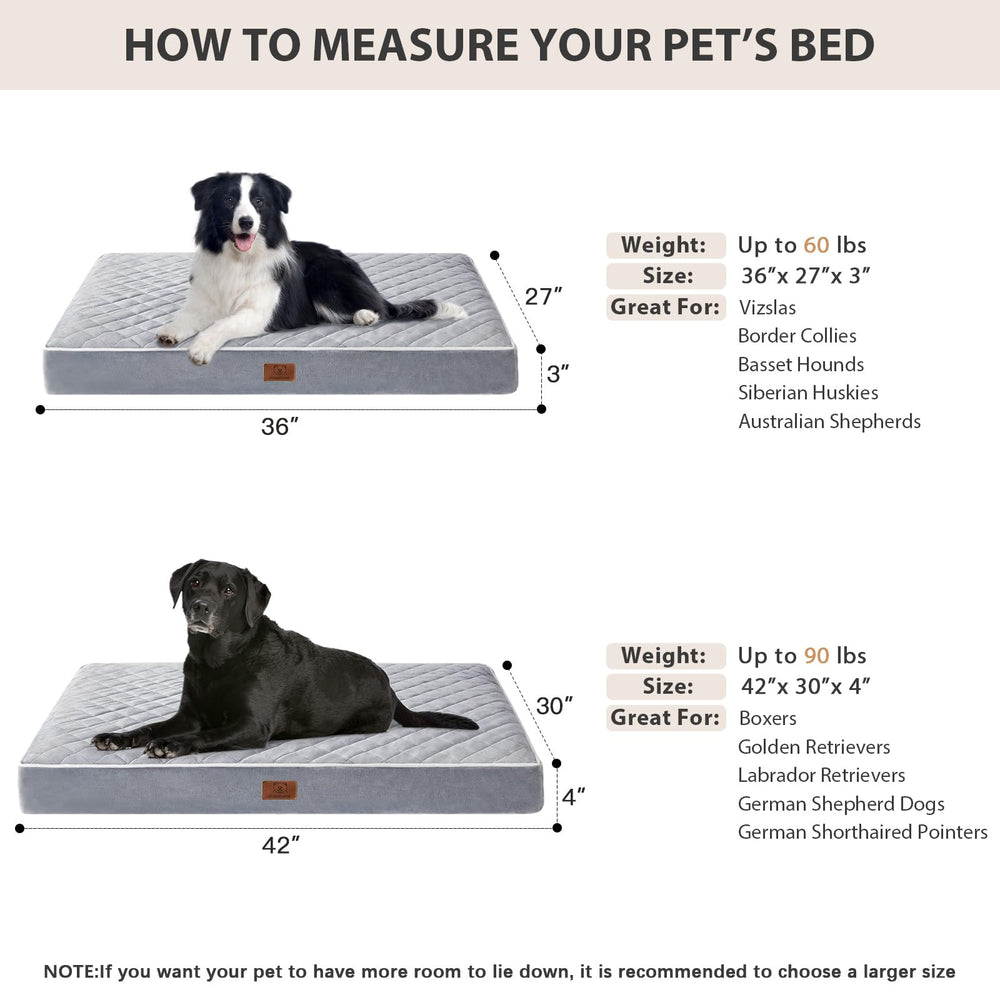 WNPETHOME orthopedic XL dog bed with waterproof layer to protect against mess