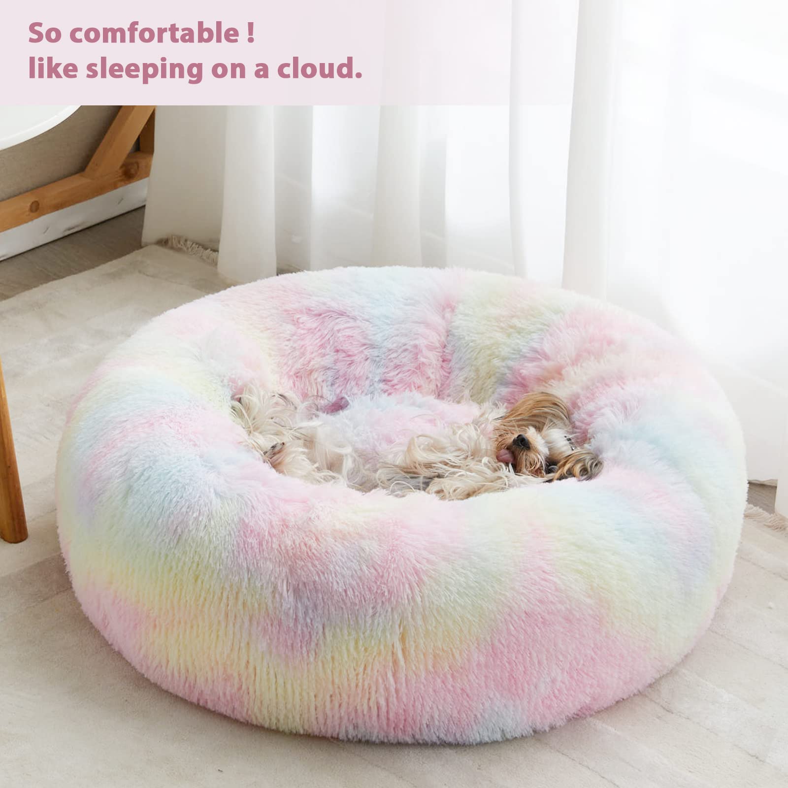 WNPETHOME self-warming donut bed outer keeps pets warm through the night.