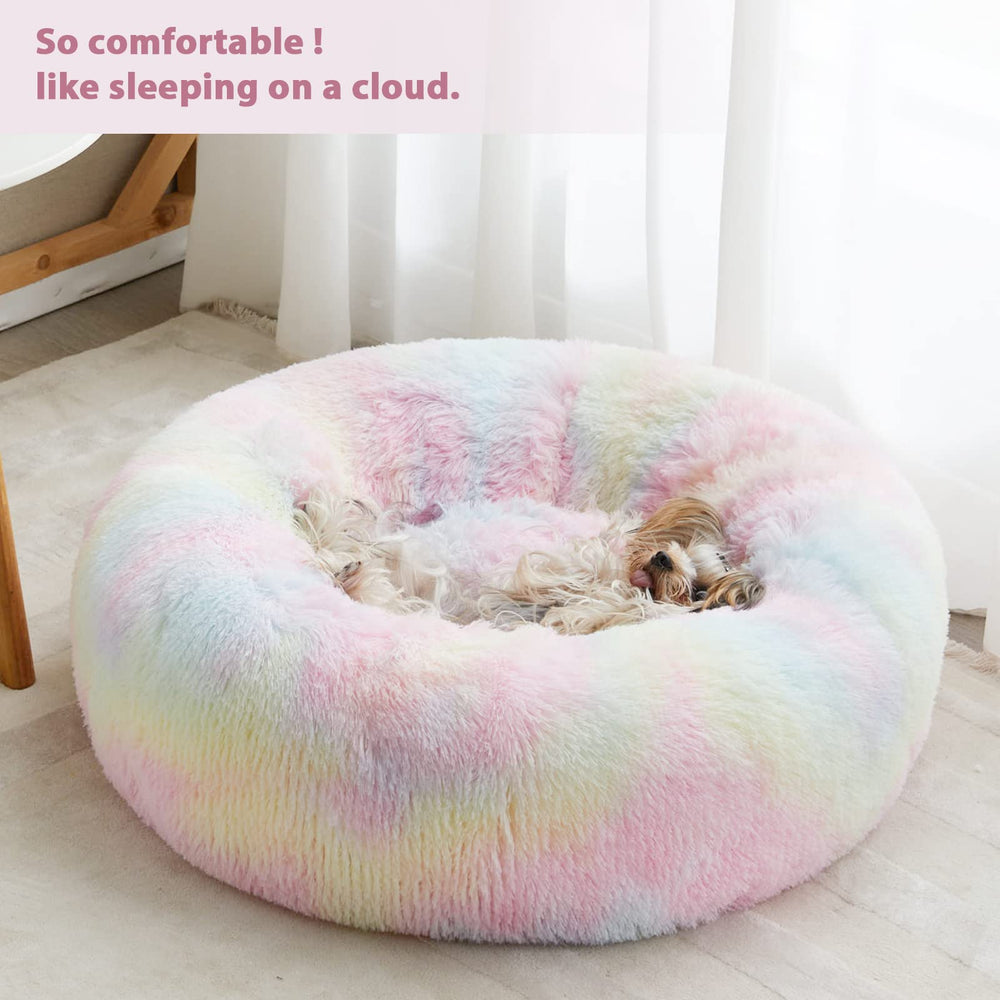 WNPETHOME self-warming donut bed outer keeps pets warm through the night.