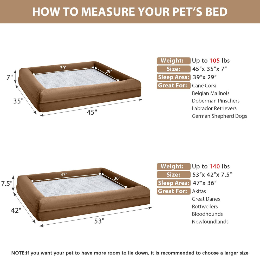 WNPETHOME XXL dog bed with bolsters for added security and comfort.