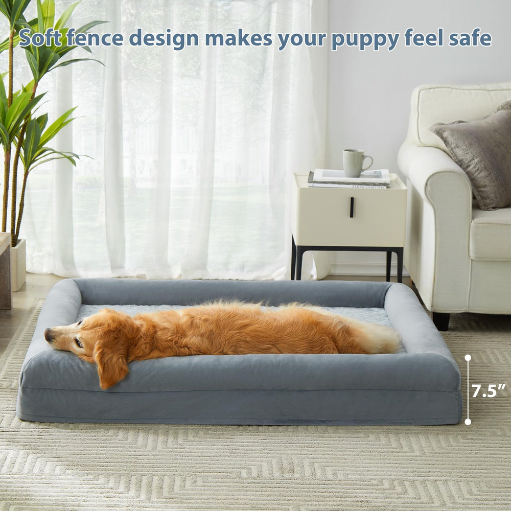 WNPETHOME XXXL dog bed bolster close-up showing neck support