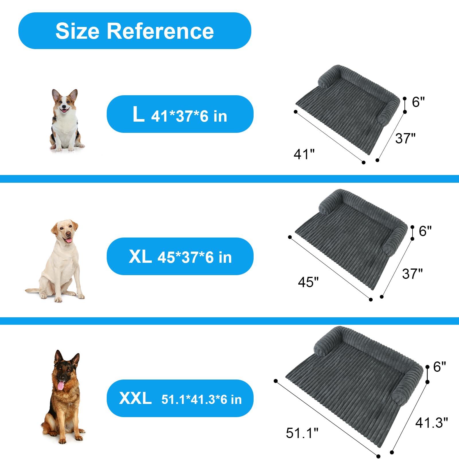 Grey XXL size fits large dogs for roomy lounging.