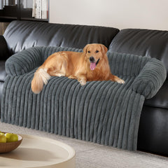 Wn's Day Luxurious Dog Couch Bed with soft fluff for a cozy resting experience.
