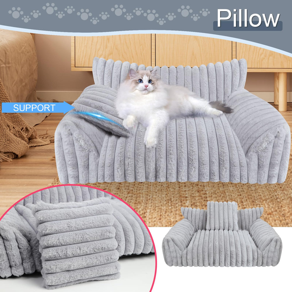 Wn's Day pet sofa grey side view for indoor cats.