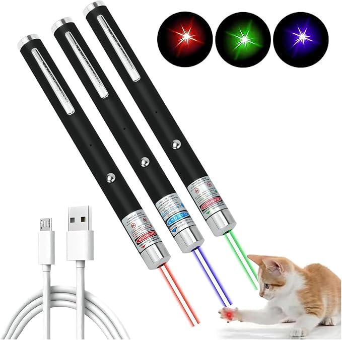 WNZQK 3-piece laser pointer set for indoor interactive play with cats and dogs.