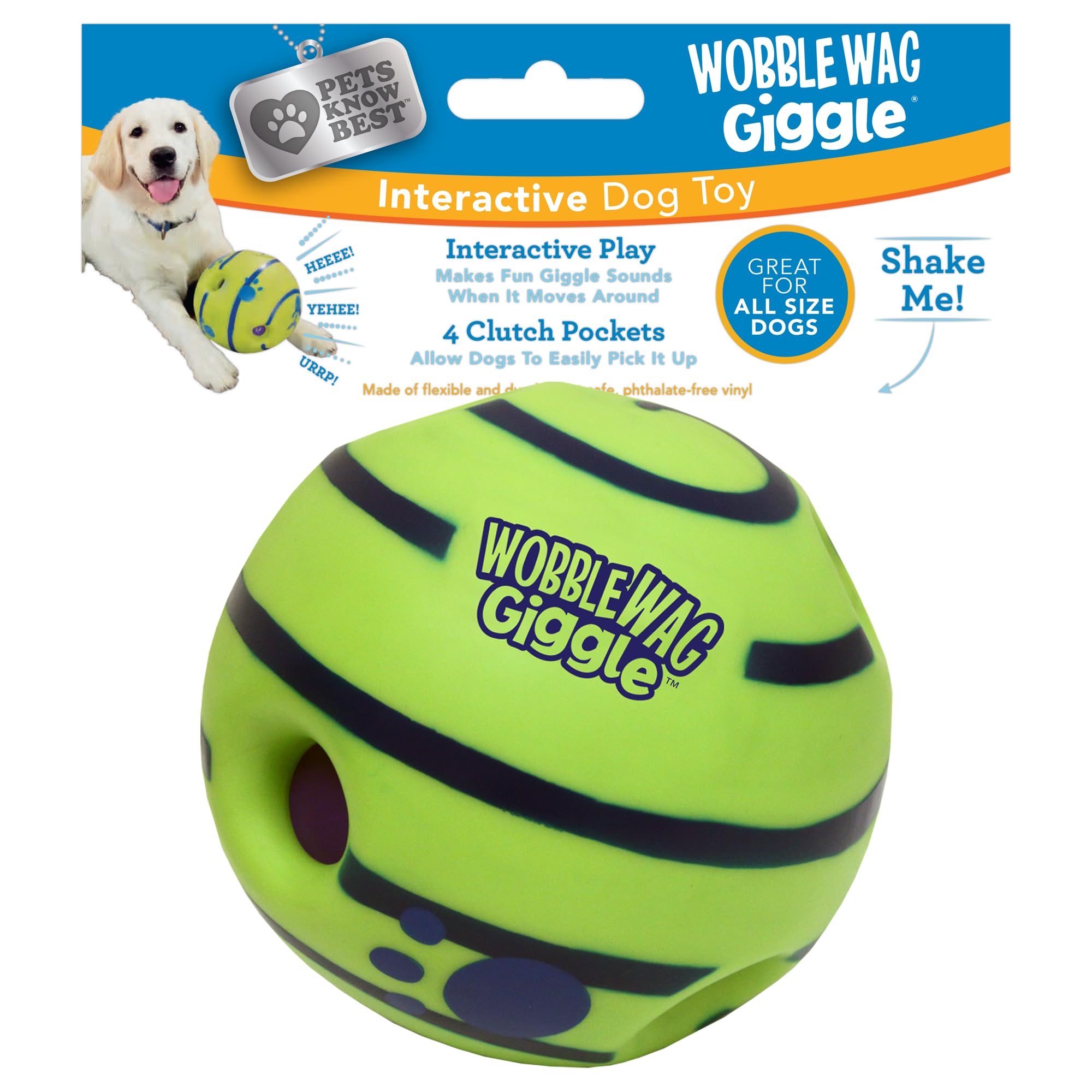 Wobble Wag Giggle Ball rolls and giggles, inviting play