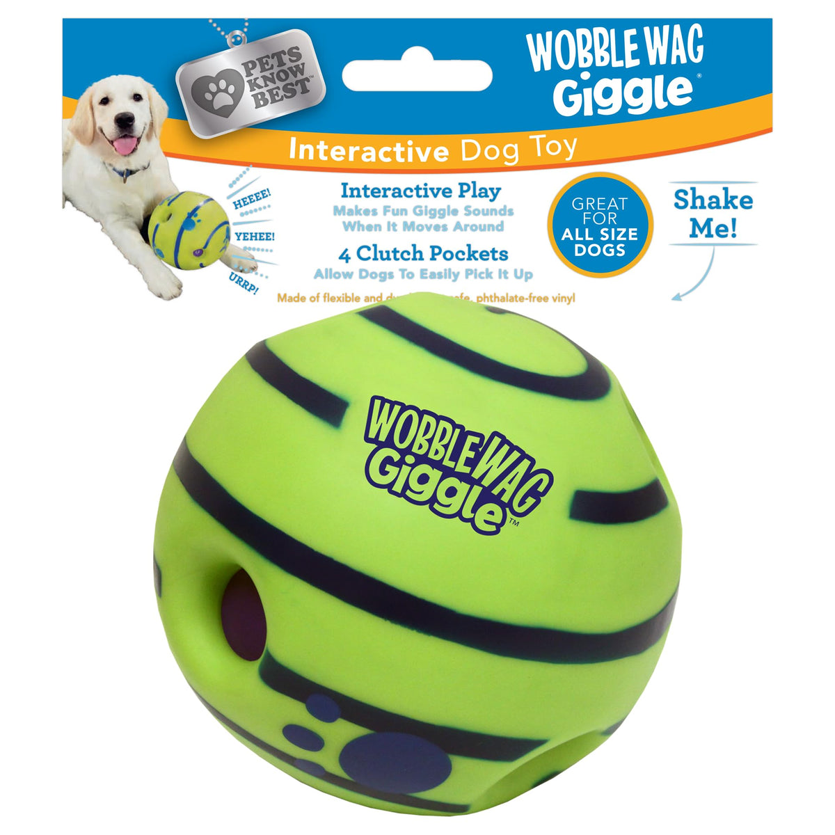Wobble Wag Giggle Ball rolls and giggles, inviting play