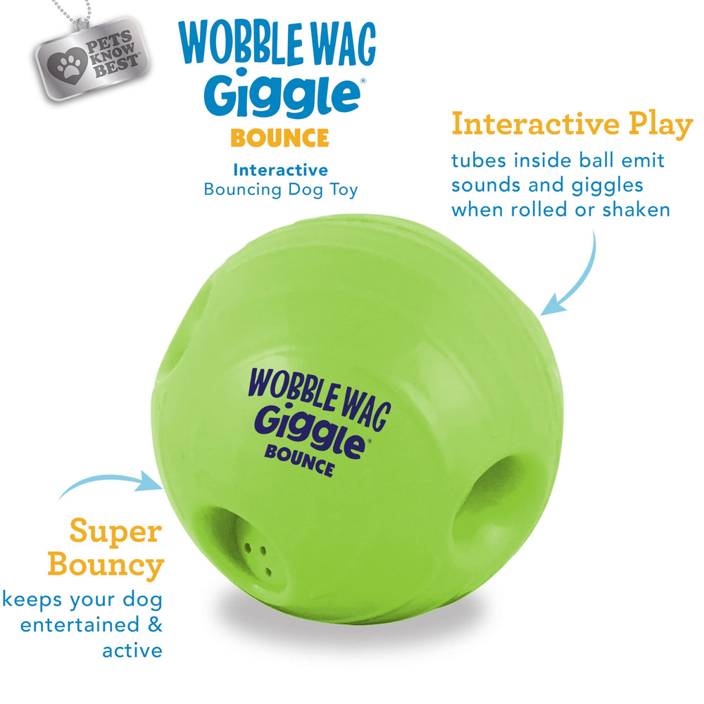 Wobble Wag Giggle Bounce side view features 5.5-inch ball for dogs of all sizes