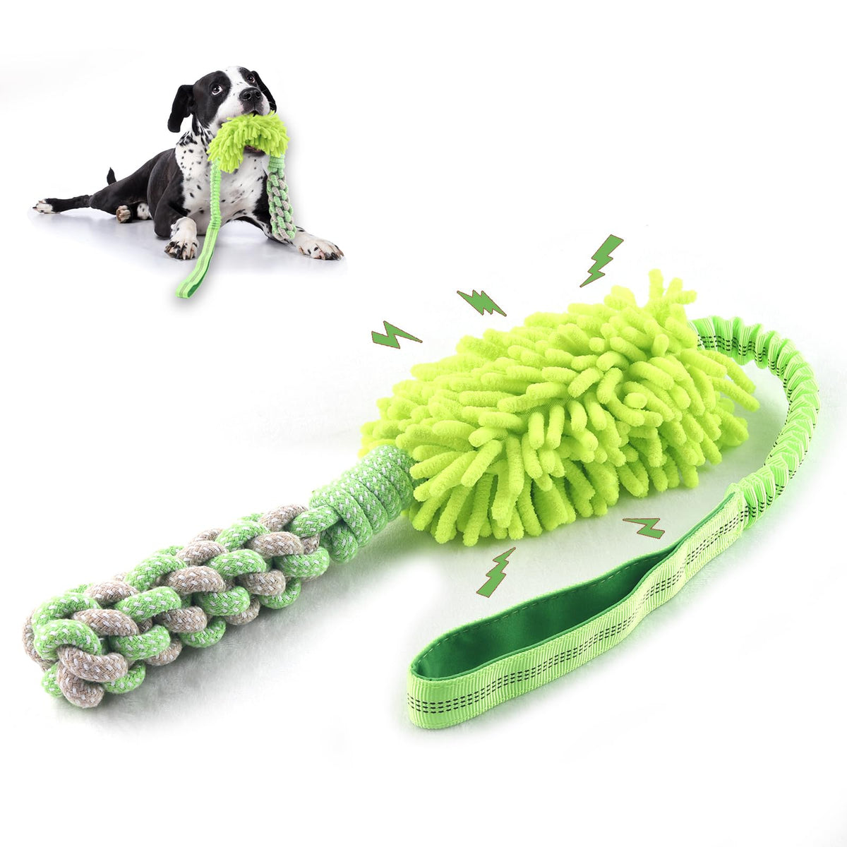 Wodoca dog rope toy with tug-squeaker for engaging play and focus