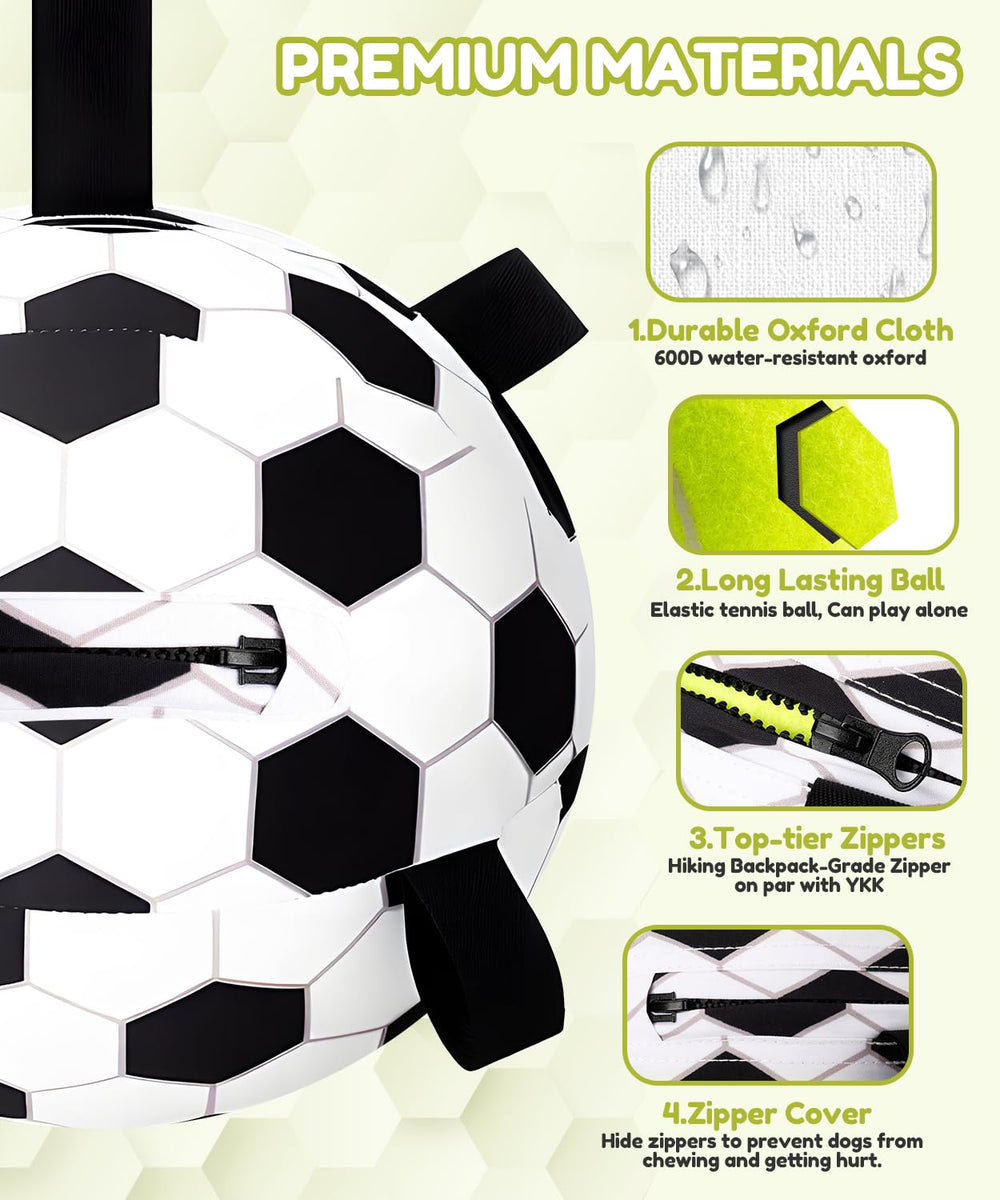 Wofypetny ball with handle eases lifting for puppies during play.