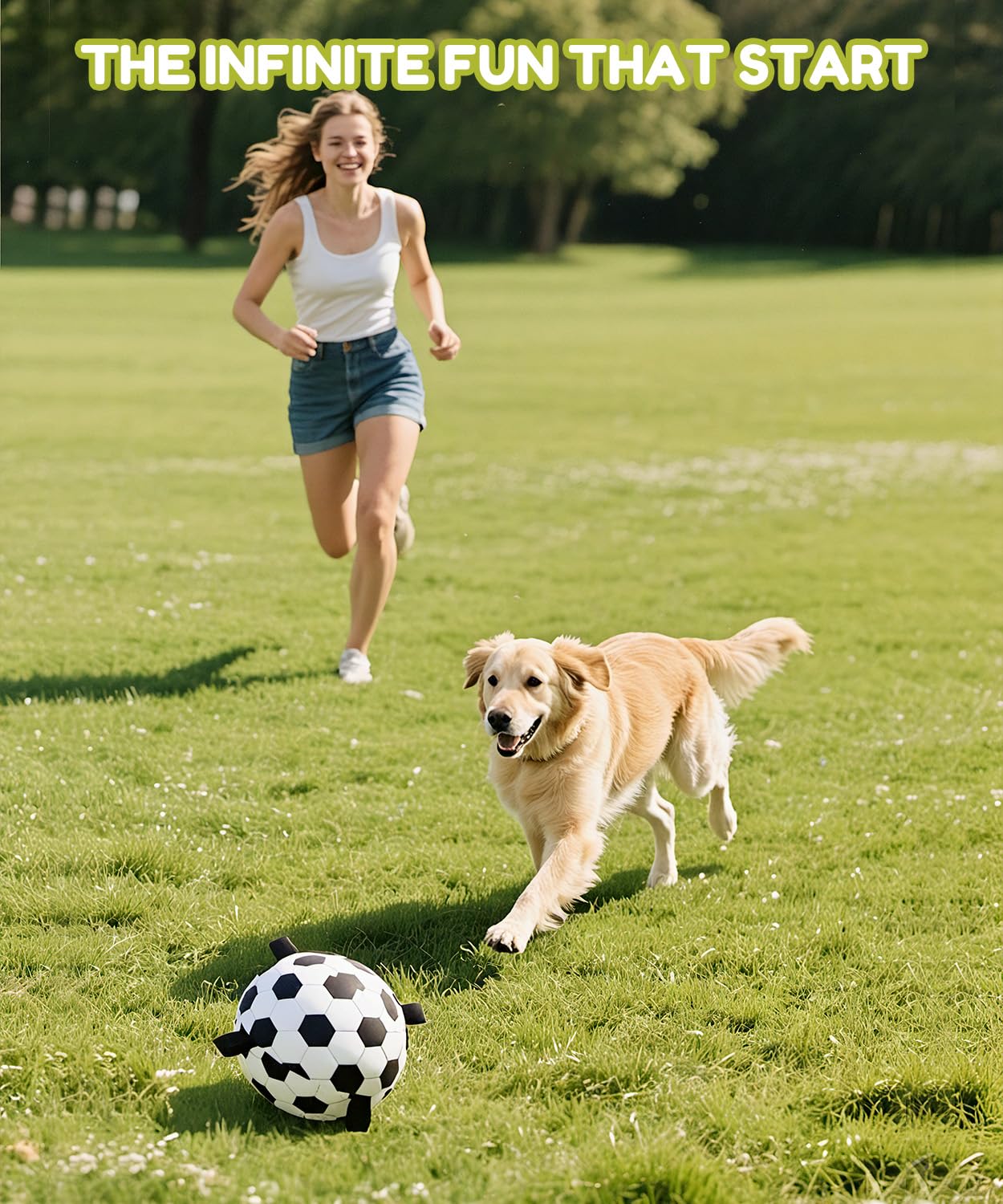 Wofypetny soccer cover on oxford ball enhances visibility during fetch.