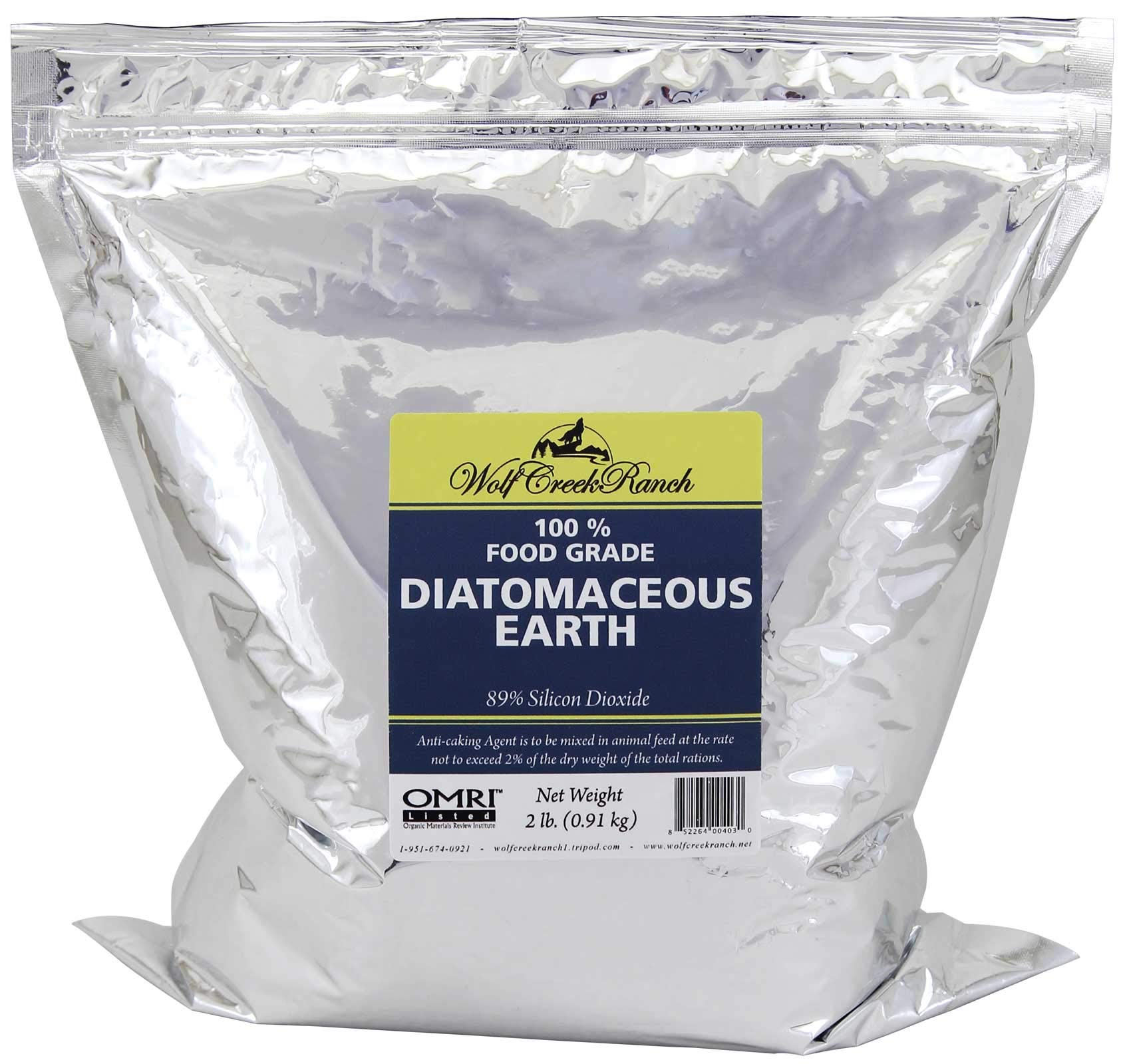Wolf Creek Ranch Food Grade Diatomaceous Earth powder in a 2lb bag for pet care and home use