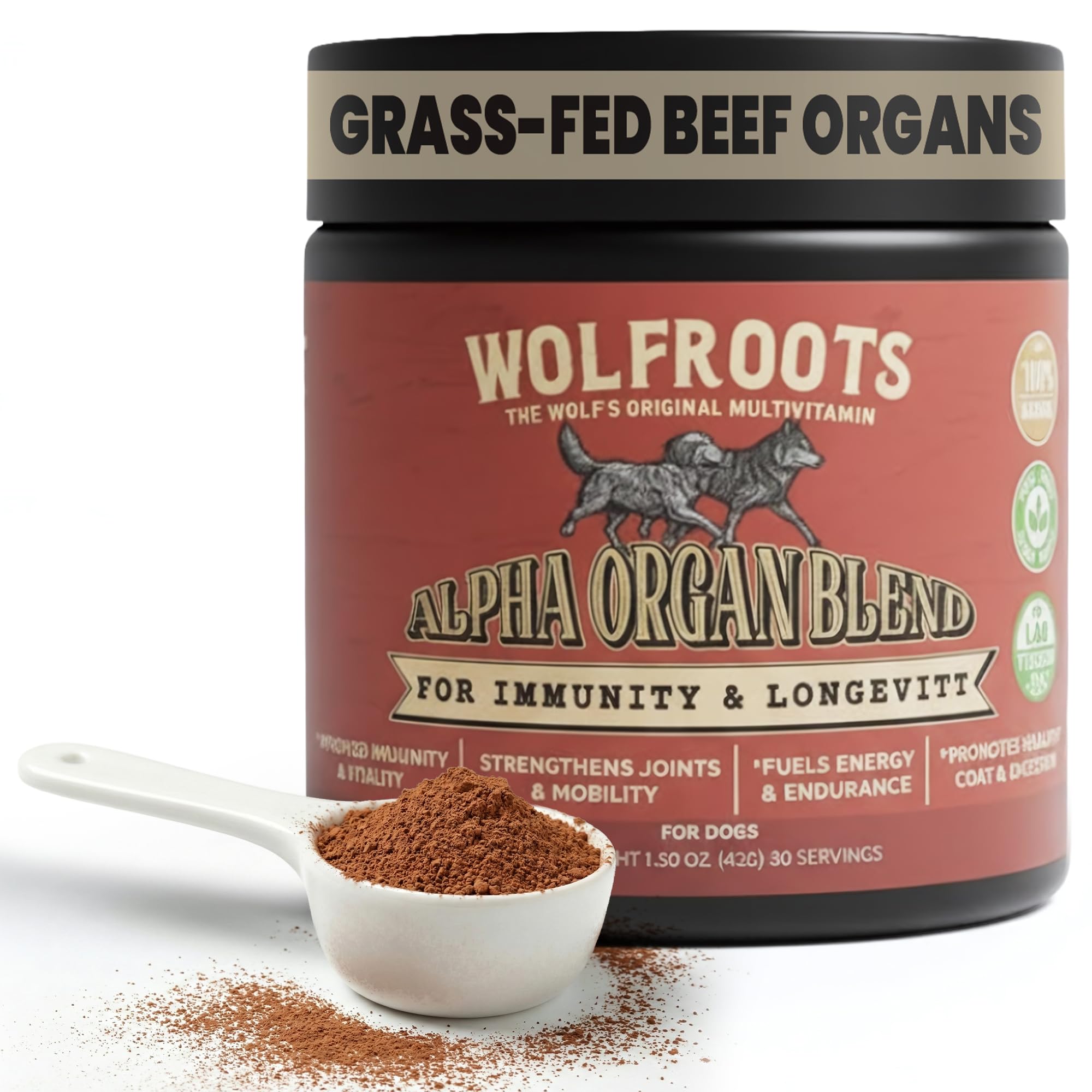 WolfRoots Alpha Organ Blend quality-control lab scene, indicating safety and testing.
