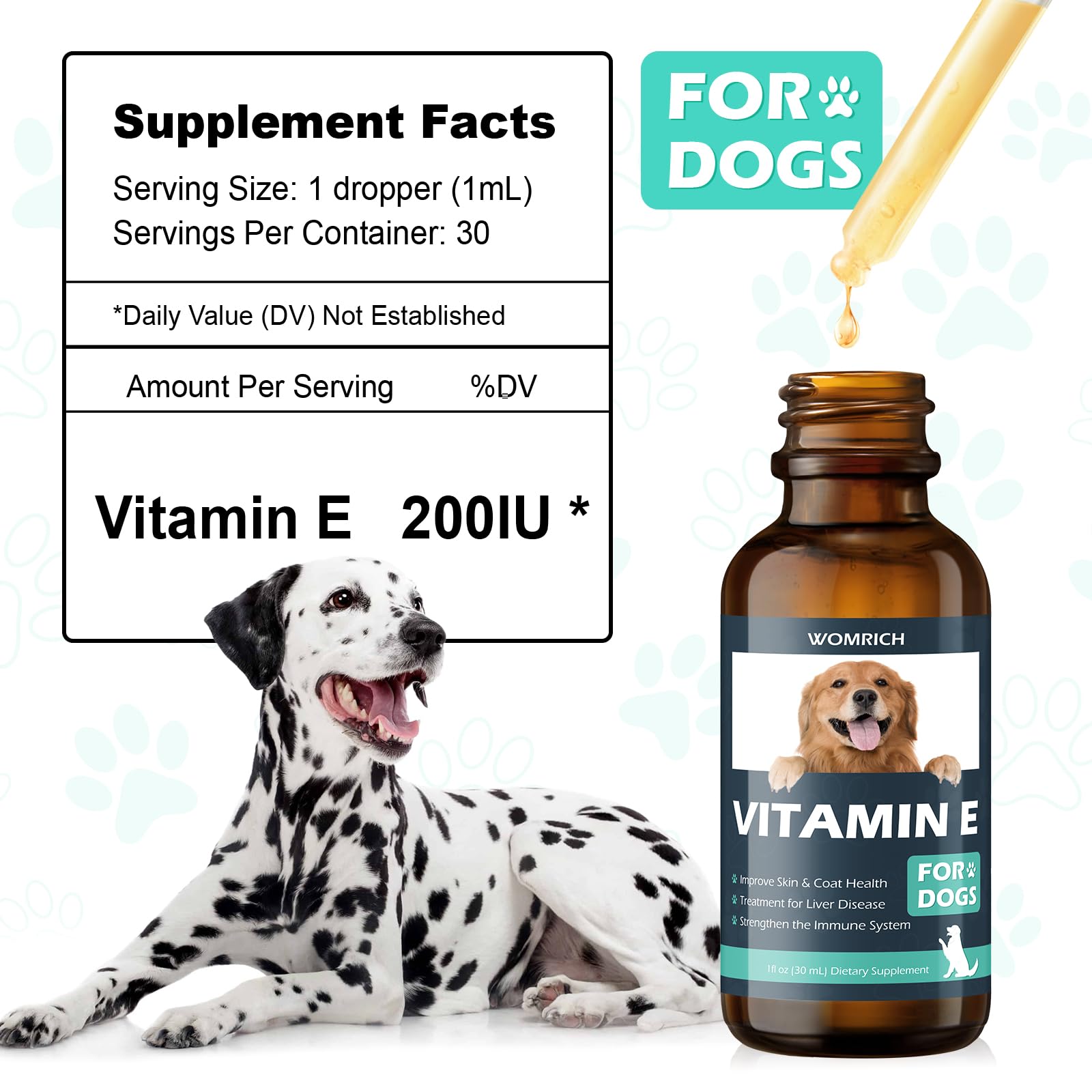 WOMRICH Vitamin E for Dogs eye and kidney health support