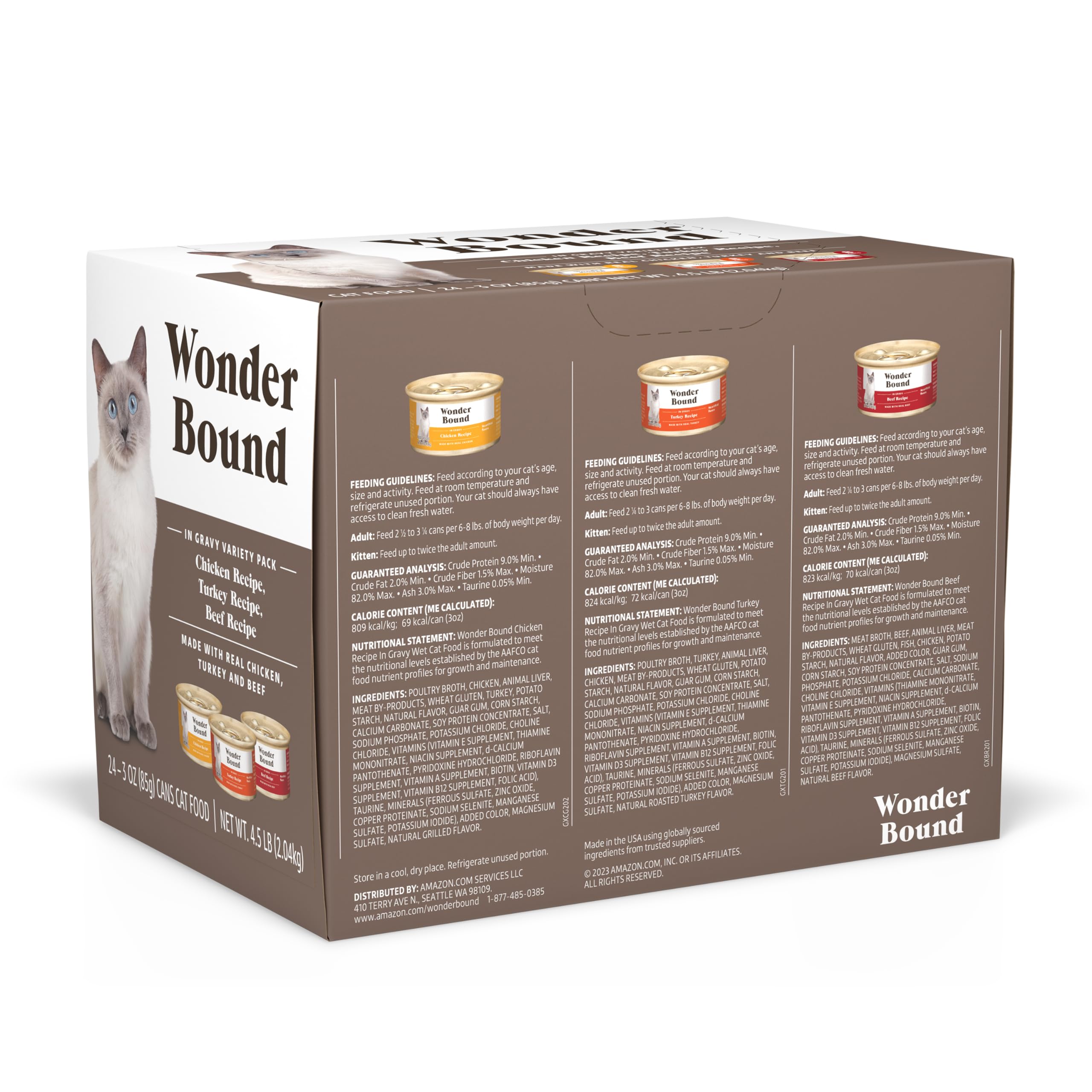Wonder Bound Gourmet Wet Cat Food in Gravy Chicken can – tasty poultry option for picky eaters.