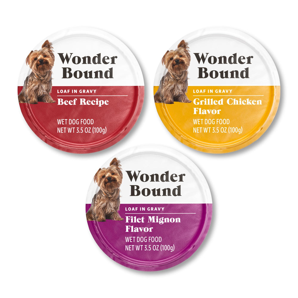 Wonder Bound grilled chicken loaf in gravy cups for small dogs