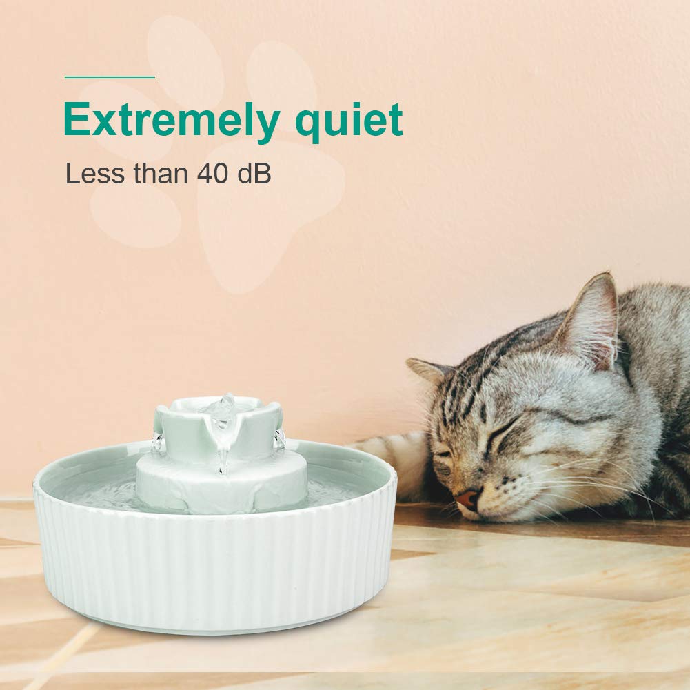 Wonder Creature Cat Fountain with three filters helps maintain fresh water.