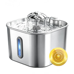 Wonder Creature cat water fountain overview with safe stainless steel surface for clean drinking