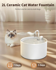 Wonder Creature Ceramic Cat Water Fountain close-up of ceramic glaze and material