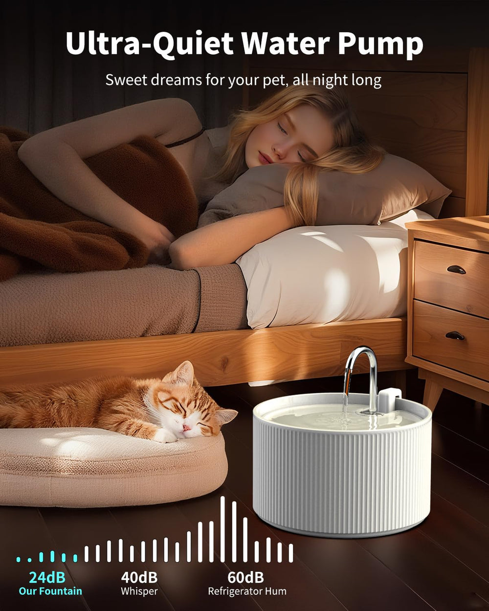 Wonder Creature Ceramic Cat Water Fountain filter system highlights sponge and carbon filtration