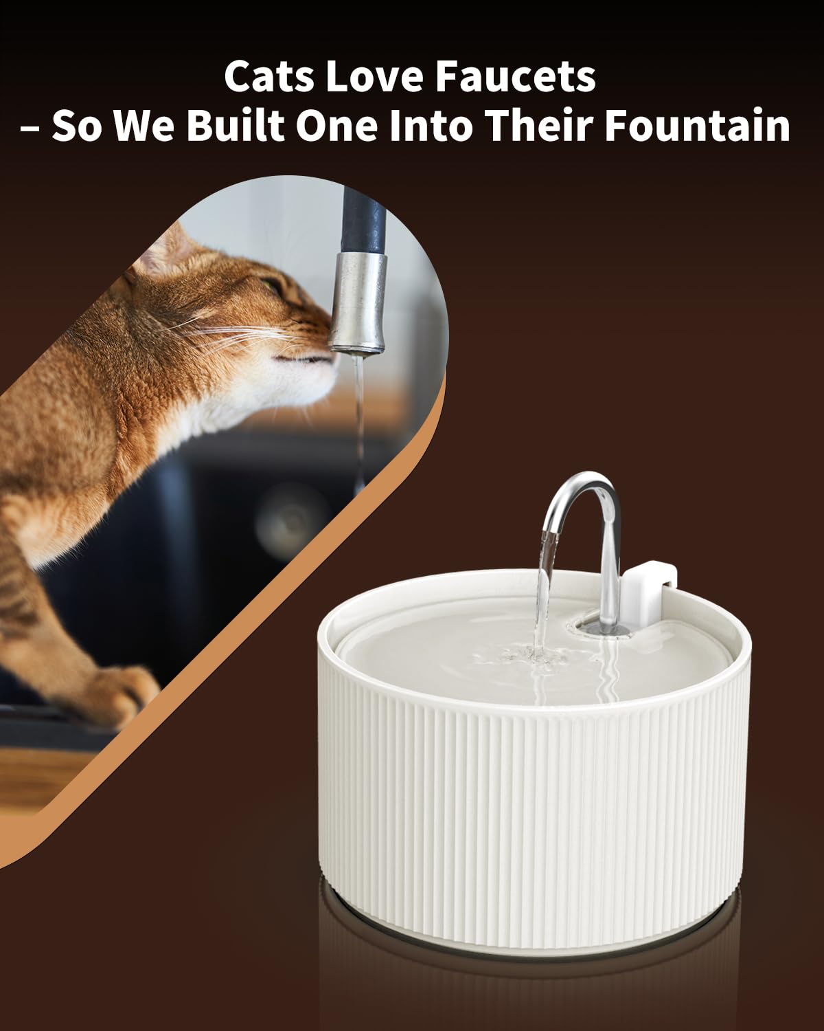 Wonder Creature Ceramic Cat Water Fountain top view shows spout and lid